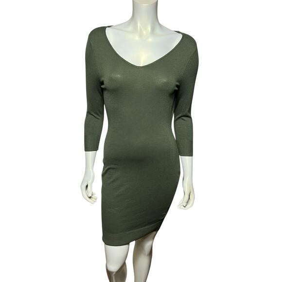 Venus Olive Green Knit Dress, Size Small - Picture 1 of 7